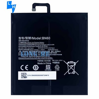 Black 6000mAh Capacity Tablet Battery for Xiao Mi Pad 4 High Capacity OEM BN60