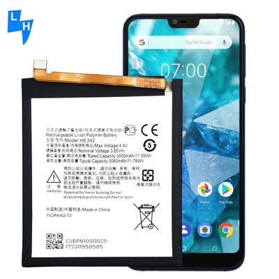 Nokia5 2018 Nokia X5 Mobile Phone Battery HE342 For 500pcs MOQ
